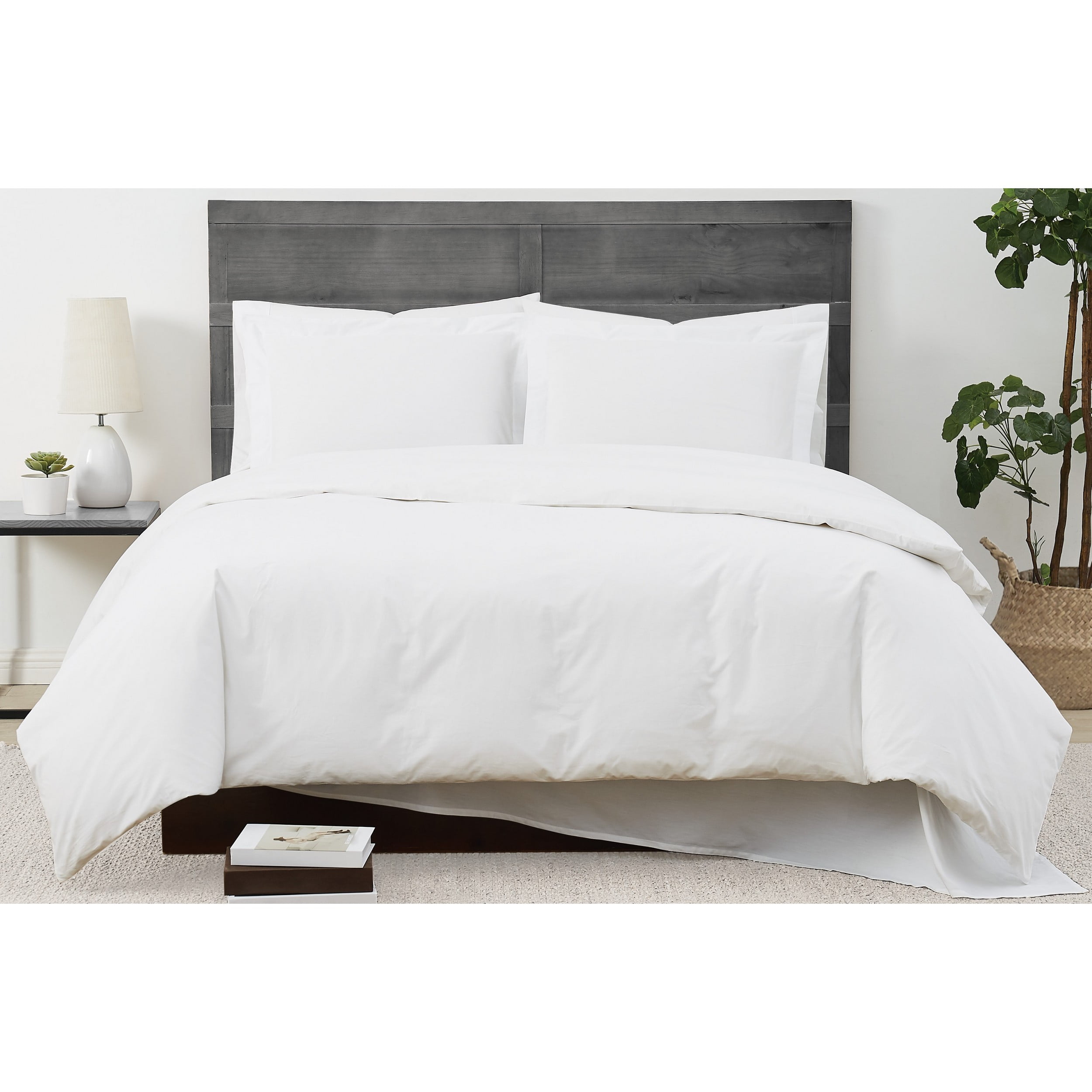 White Cotton Percale Full/Queen Duvet Cover Set