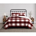 thumbnail image 1 of CANNON Cozy Buffalo Check Burgundy Full/Queen 3 Piece Comforter Set, Oeko-TEX Certified, 1 of 6