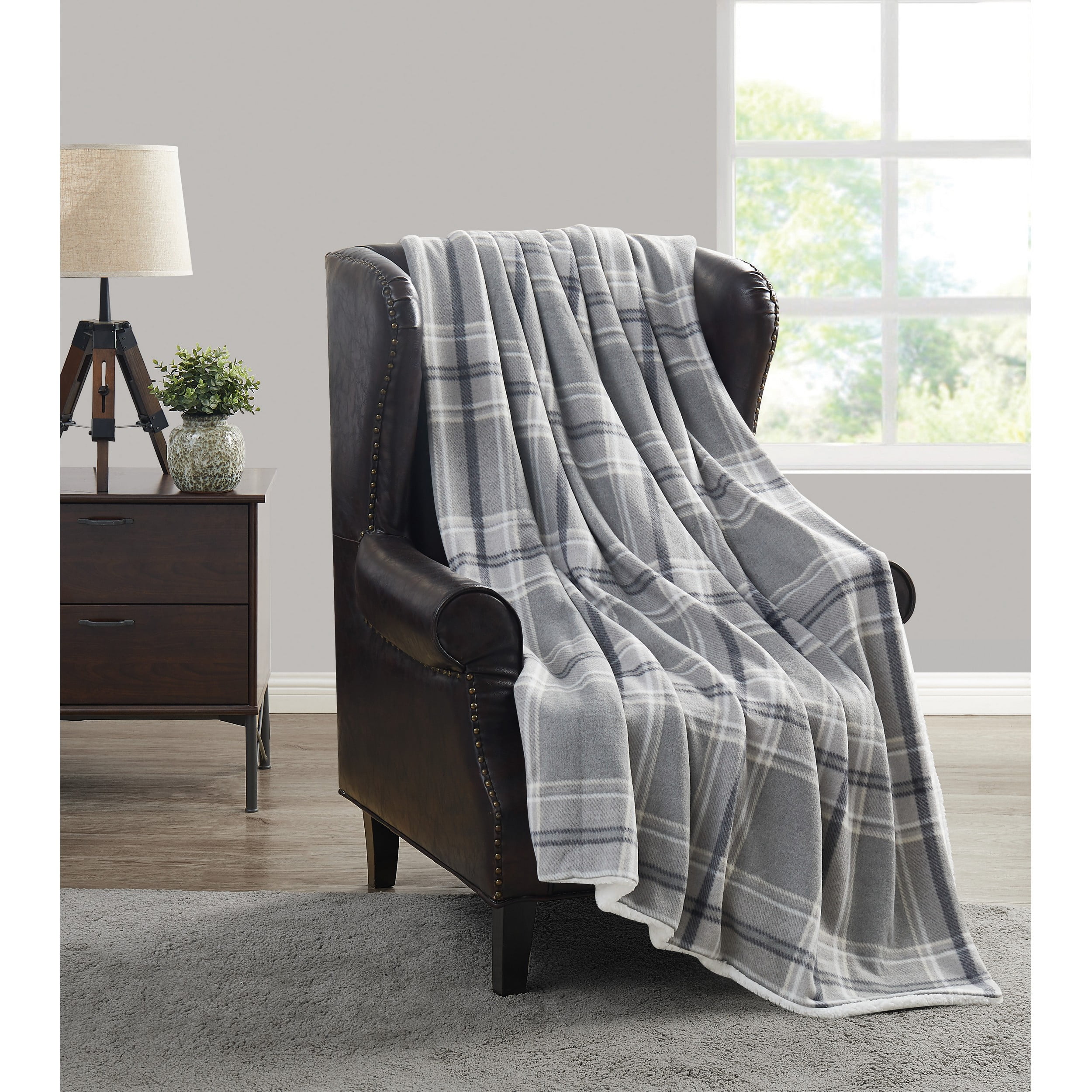 Grey plaid throw new arrivals