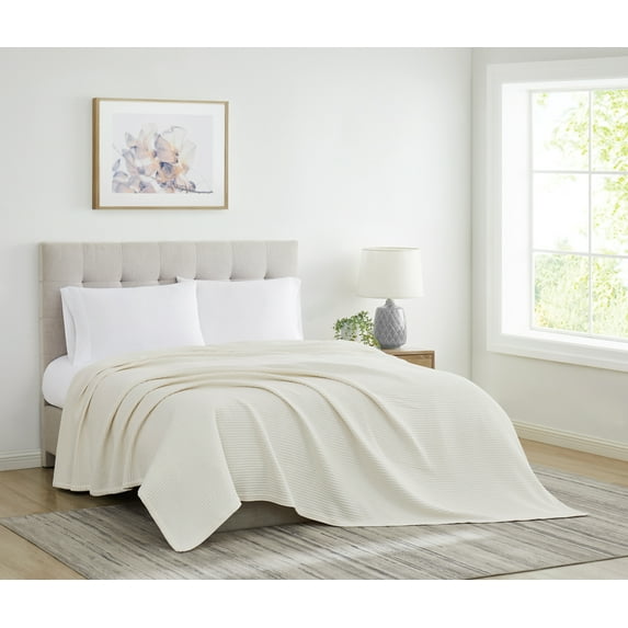Cannon Heritage Cotton Waffle Bed Blanket, Ivory, Full/Queen