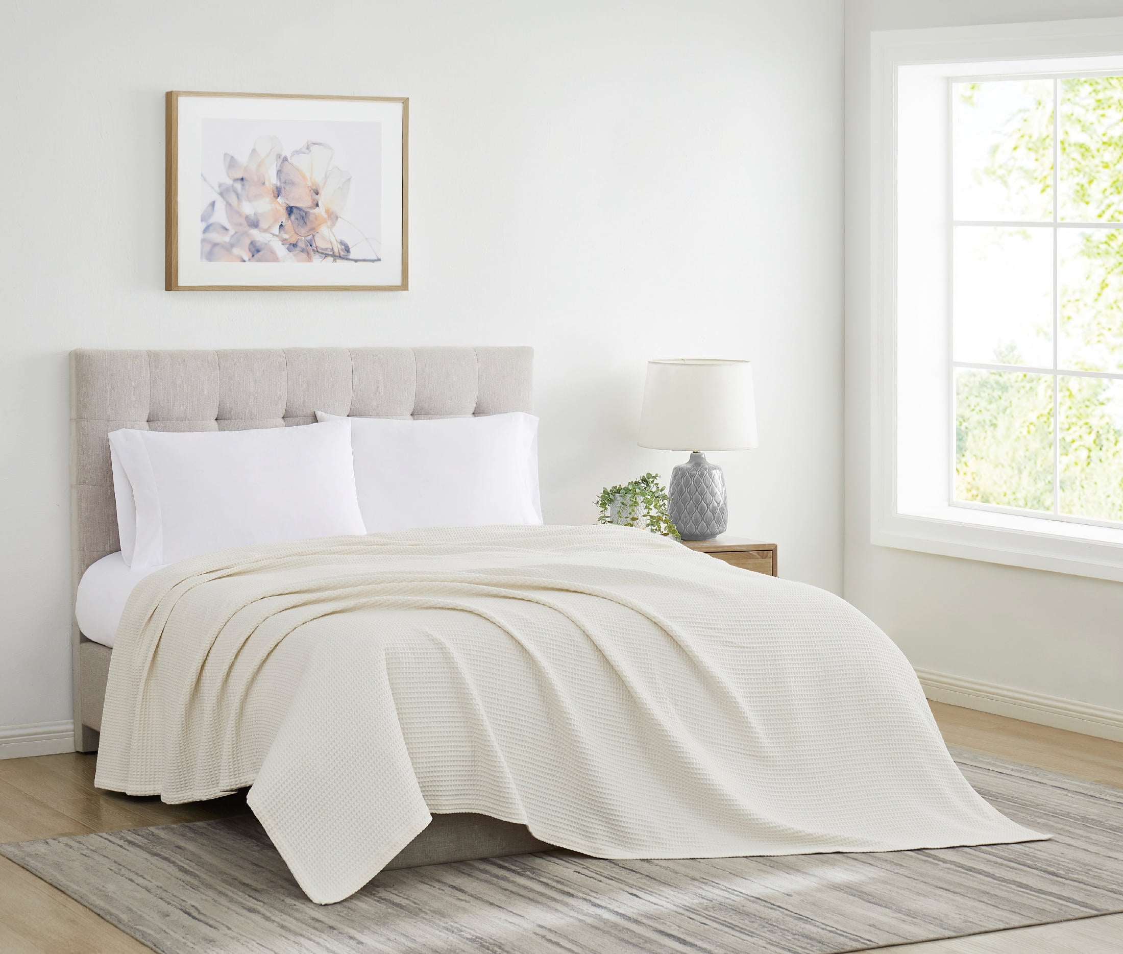 Cannon Heritage Cotton Waffle Bed Blanket, Ivory, King