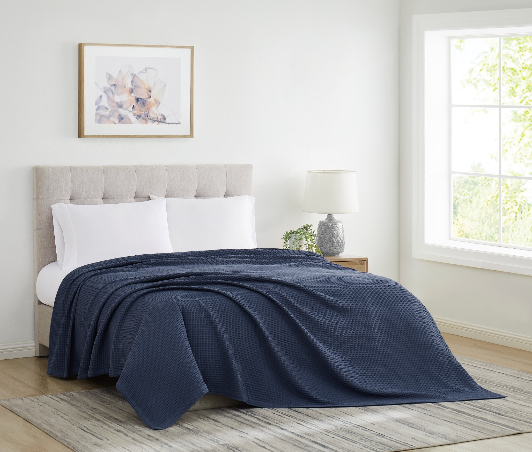 Cannon Heritage Cotton Waffle Blue King Blanket