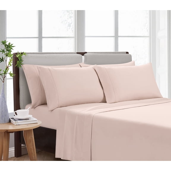 Cannon Heritage Solid 100% Microfiber Polyester Deep Pocket Peach Blush 4-Piece Twin XL, All Season, Adult Size, OEKO-TEX Certified