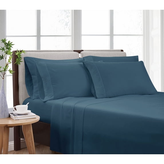 Cannon Heritage Solid 100% Microfiber Polyester Deep Pocket Dark Blue 6-Piece Queen, All Season, Adult Size, OEKO-TEX Certified