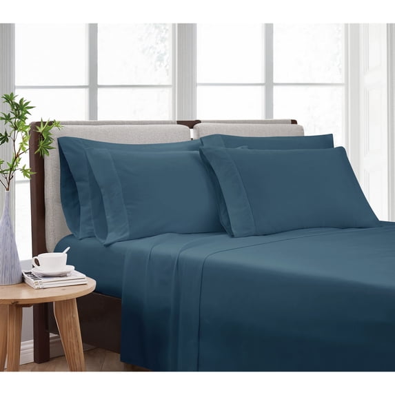 Cannon Heritage Solid 100% Microfiber Polyester Deep Pocket Dark Blue 6-Piece King, All Season, Adult Size, OEKO-TEX Certified