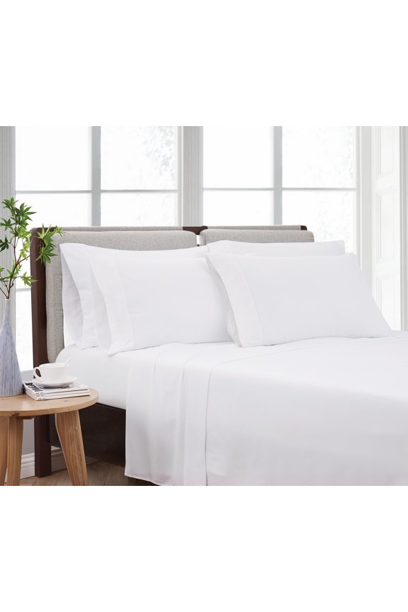 Heritage Solid 100% Microfiber Polyester Deep Pocket White 6-Piece Full, All Season, Adult Size, OEKO-TEX Certified