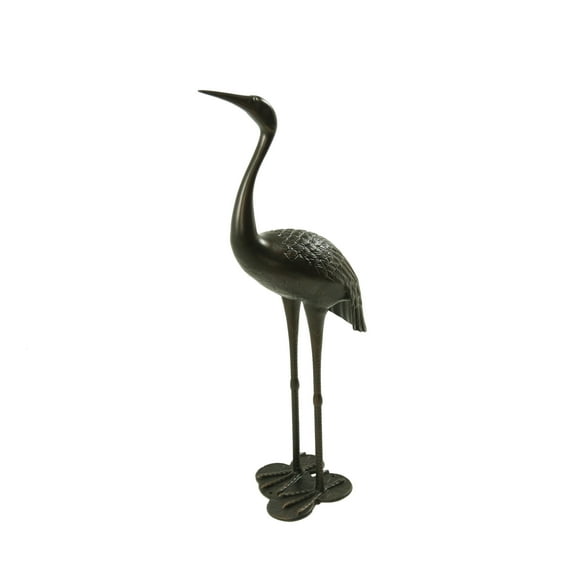 Cannon Outdoor 43 Inch Cast Aluminum Crane Statue, Dark Bronze