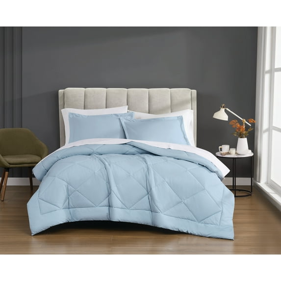 Cannon Percale 200 Thread Count Solid 100% Cotton Comforter Set Light Blue Cotton 3-Piece King Comforter Set, solid color themed, for Men and Women, OEKO-TEX Certified Confidence