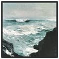 thumbnail image 1 of Cannon Rock by Winslow Homer Chic Coastal Canvas Wall Art by Art Remedy, Black Floater Frame, 16"x16", 1 of 7