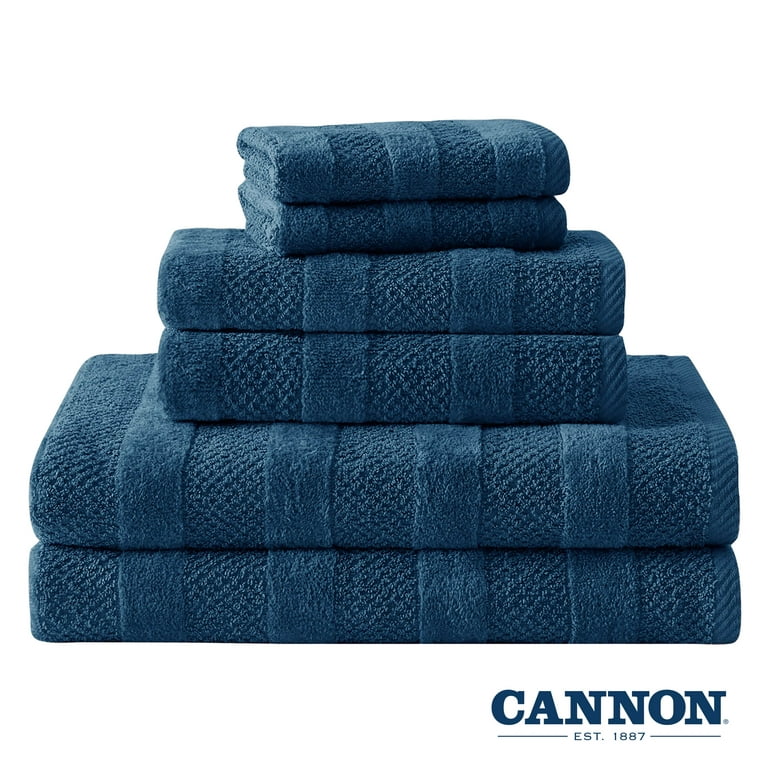 Vintage Cannon Monticello Sculpted Bath Towel & Washcloth Set Blue