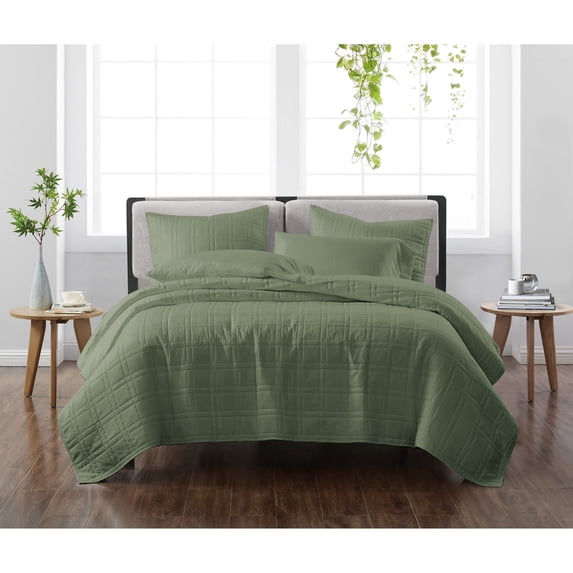 Cannon Solid Green Twin/Twin XL 2 Piece Quilt Set