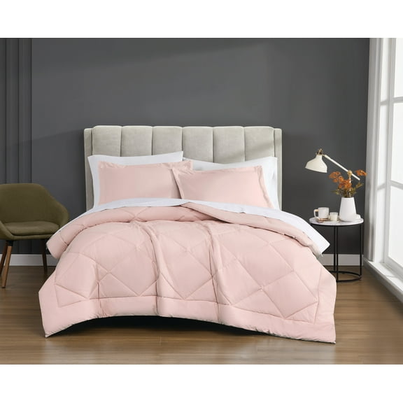 Cannon Percale 200 Thread Count Solid 100% Cotton Comforter Set Blush Cotton 3-Piece King Comforter Set, solid color themed, for Men and Women, OEKO-TEX Certified Confidence