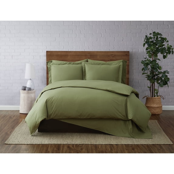 Cannon Solid Percale Green 3 Piece King Duvet Set
