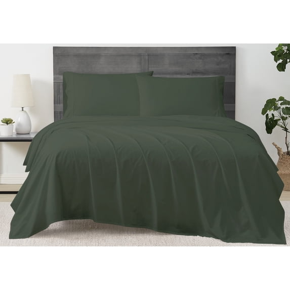 Cannon Solid Percale Green 5 Piece Split King Sheet Set