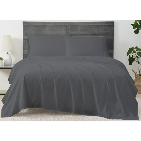 Cannon Solid Percale Grey 3 Piece Twin Sheet Set