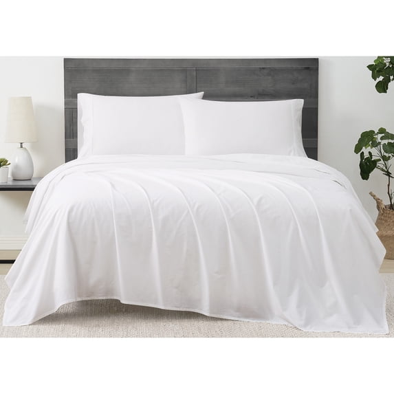 Cannon Solid Percale White 4 Piece King Sheet Set