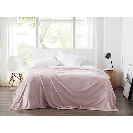 Cannon Solid Plush 100% Microfiber Polyester Plush Blush Twin/Twin XL Blanket, Solid Casual themed, Adult Bedding, OEKO-TEX Certified