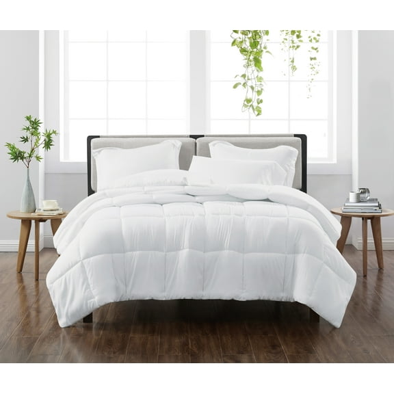 Cannon Heritage 100% Microfiber Polyester White 2-Piece Twin Comforter Set, Solid Casual themed, Adult Bedding, OEKO-TEX Certified