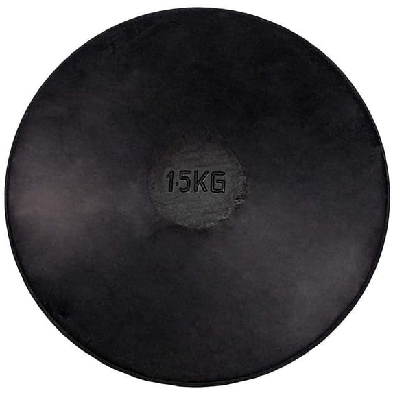 Cannon Sports Black Rubber Discus - Rubber Practice Discus for All Skill Levels - Center-Weighted for Developing Technique & Balance - Perfect for Indoor & Outdoor Training (1.5kg, Black)
