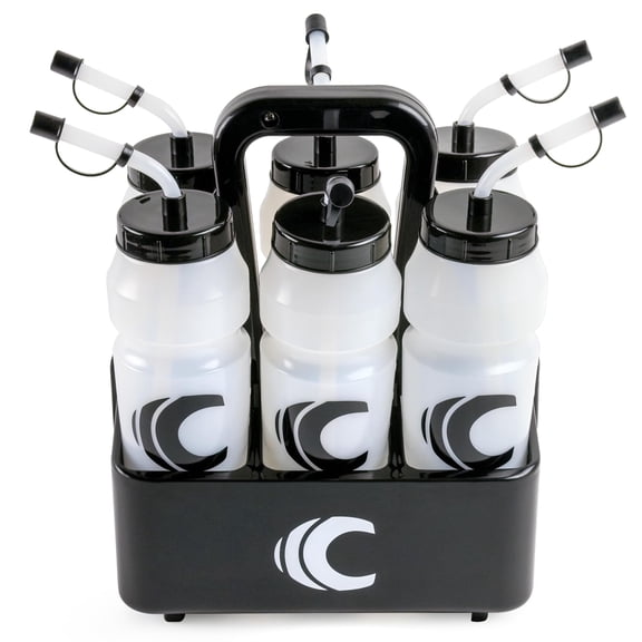 Cannon Sports 1 Liter Sports Water Bottle, BPA-Free, 34 Oz Capacity, Large Mouth, 2 lids (Straw and Squeeze) with Carrier, Great For Helmet Sports Such As Hockey, Lacrosse, Football, Boxing (Clear)