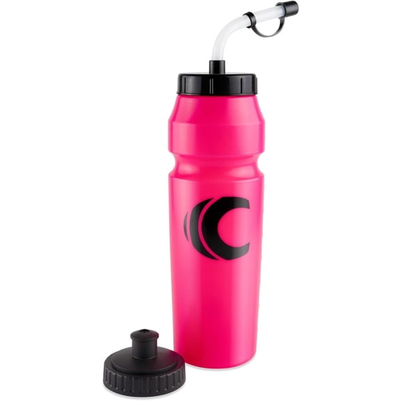 Cannon Sports 1 Liter Sports Water Bottle, BPA-Free, 34 Oz Capacity, Large Mouth, 2 lids (Straw and Squeeze), Great For Helmet Sports Such As Hockey, Lacrosse, Football, Boxing (Pink)