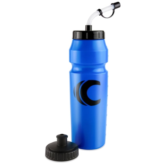Cannon Sports 1 Liter Sports Water Bottle, BPA-Free, 34 Oz Capacity, Large Mouth, 2 lids (Straw and Squeeze), Great For Helmet Sports Such As Hockey, Lacrosse, Football, Boxing (Royal Blue)