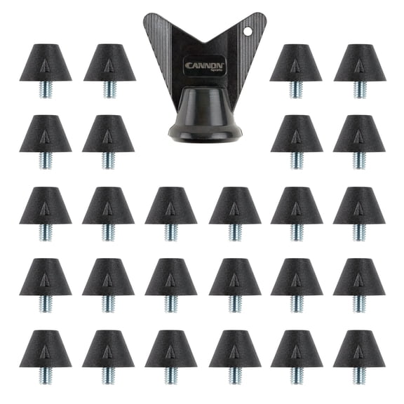 Cannon Sports 26 Nylon Cleat Spikes with Wrench – 13mm (0.5 Inch) Cleat Replacement Studs for Football, Soccer, Lacrosse, Rugby – Fits M5 Thread Cleats – Natural Grass / Firm Ground (Black)