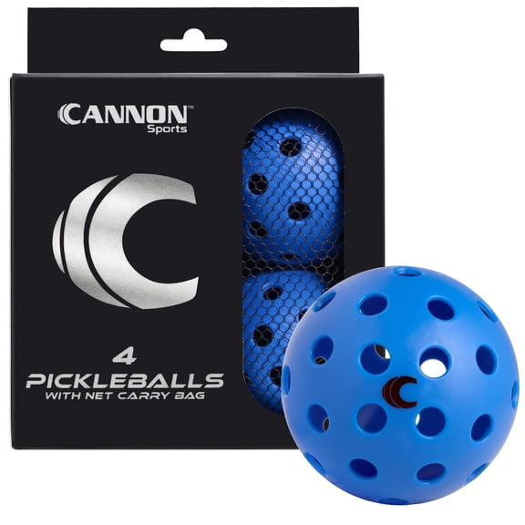 Cannon Sports 4-Pack Pickleballs with Carry Bag – 40 Hole Outdoor Balls – High Visibility, Durable, and Crack Resistant for All Skill Levels (Blue, 4 Pack)