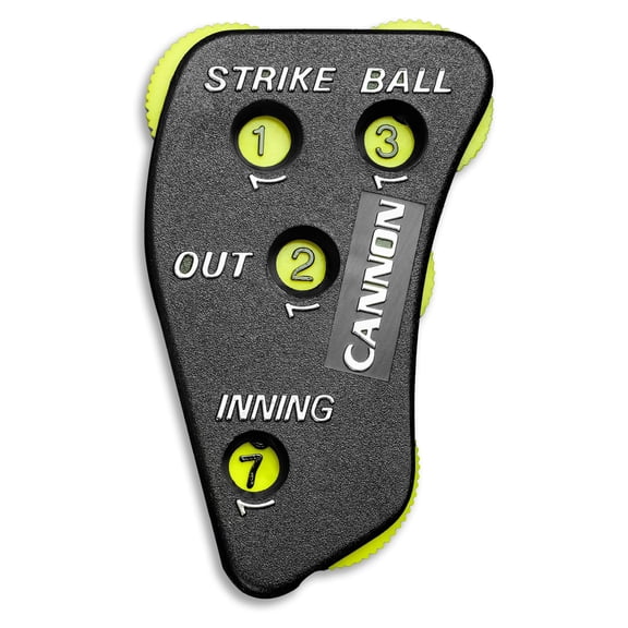 Cannon Sports 4 Wheel Umpire Indicator - Optic Yellow Dials for Counting Strikes, Balls, Outs, Innings - Essential Softball Baseball Umpire Clicker (Black with Optic Yellow Dials, 1 Pack)