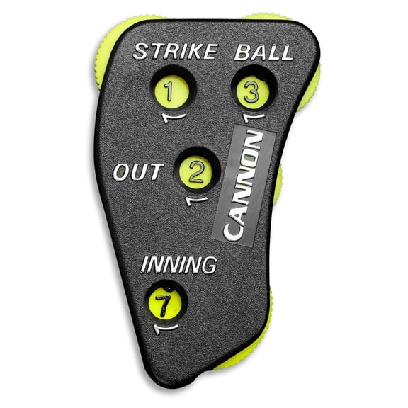 Cannon Sports 4 Wheel Umpire Indicator - Optic Yellow Dials for Counting Strikes, Balls, Outs, Innings - Essential Softball Baseball Umpire Clicker (Black with Optic Yellow Dials, 1 Pack)