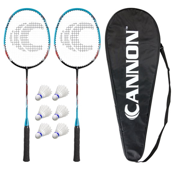 Cannon Sports Badminton Racket Set Includes 2 Racquets, 6 Shuttlecocks, Carry Bag Perfect for Backyard, Beach, Park Play (White)