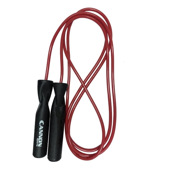 Cannon Sports Speed Jump Rope – Ball Bearing Fitness Jump Rope with 0.25" PVC Cord – Ergonomic Handles for Athletes, Cardio, Boxing, Cross Training & Gym (Red, 8-feet)