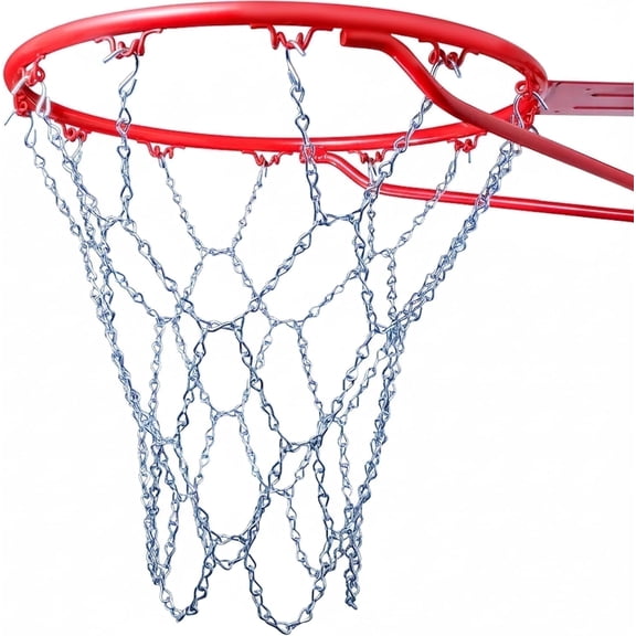 Cannon Sports Heavy Duty Chain Basketball Net Rust Proof, All Weather Metal Net Replacement - Official Standard 12-Loop Metal Net for Indoor/Outdoor Basketball Rims