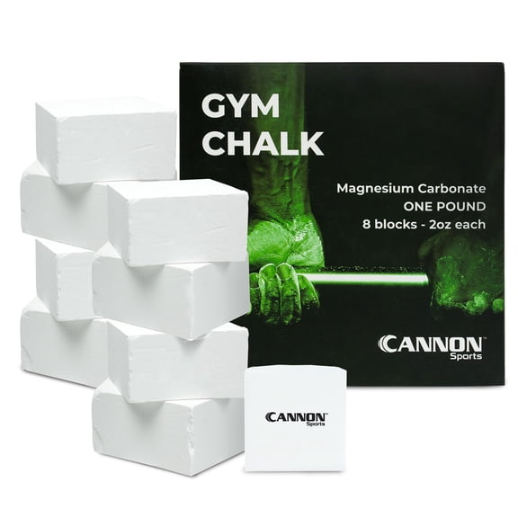 Cannon Sports Gym Chalk Blocks 1 Pound Magnesium Carbonate 8 x 2oz Individually Wrapped Blocks Professional Non-Slip, Sweatproof Grip for Weightlifting, Gymnastics, Rock Climbing and More