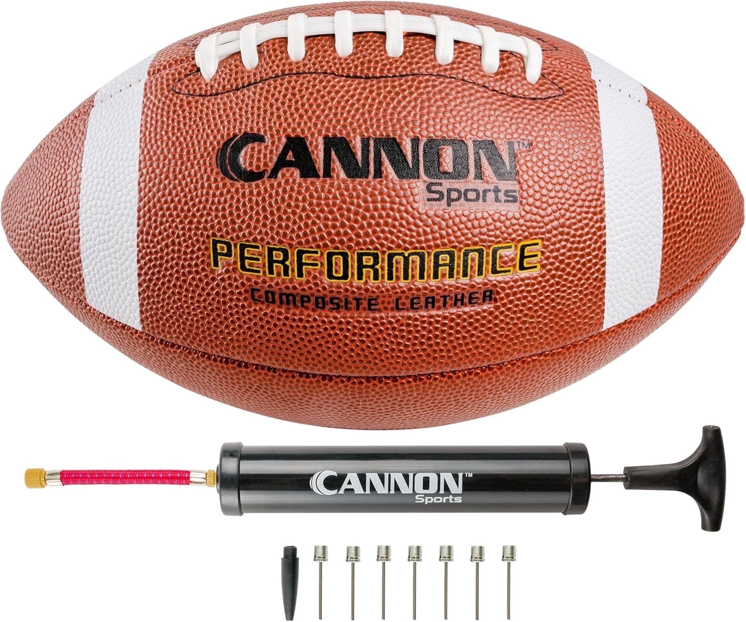 Cannon Sports Official Size Football - Composite Leather Football with Extra Grip & Durable Construction for All-Weather Play – Regulation Size Ball with Pump (Orange/White, Official)