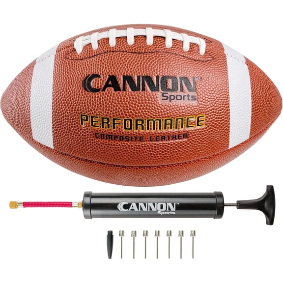 Cannon Sports Official Size Football - Composite Leather Football with Extra Grip & Durable Construction for All-Weather Play – Regulation Size Ball with Pump (Orange/White, Official)