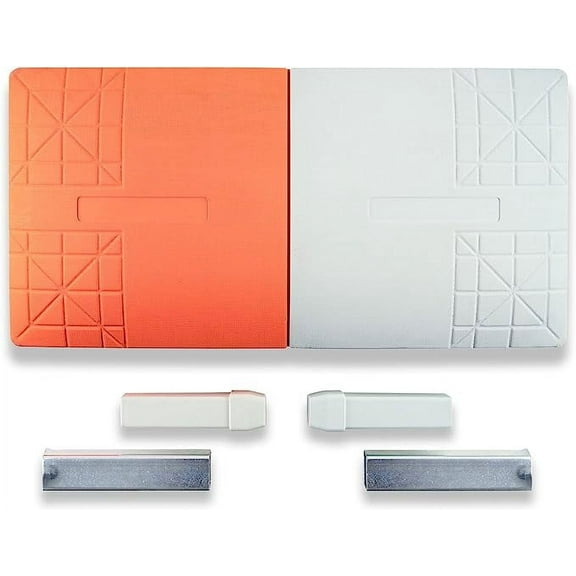 Cannon Sports Double First Base for Baseball Softball - Durable Molded Rubber In-Ground Base (30" x 15" x 3")  Orange White Double First Base with Non-Slip Top for Enhanced Grip and Player Safety