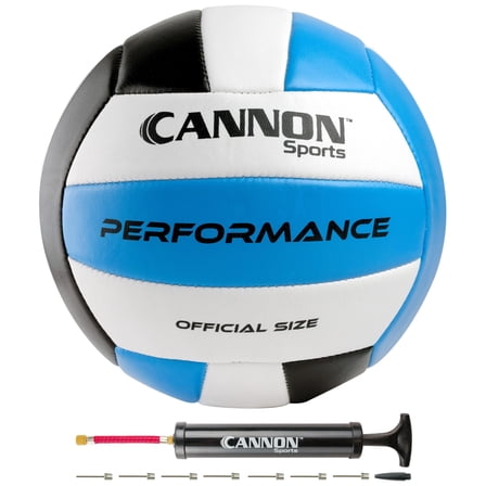 Cannon Sports Official Size Volleyball - Waterproof Soft PU Cover for Indoor Outdoor Volleyball – Perfect for Team Games, Training, Recreational, Beach Play - Pump Included (Black/White/Royal Blue)
