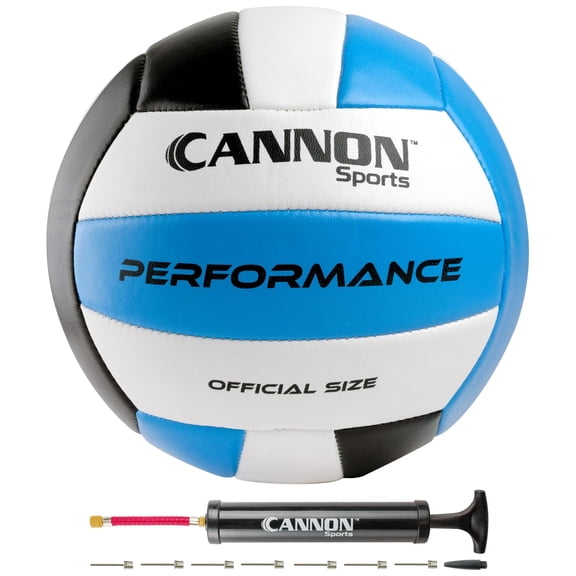 Cannon Sports Official Size Volleyball - Waterproof Soft PU Cover for Indoor Outdoor Volleyball – Perfect for Team Games, Training, Recreational, Beach Play - Pump Included (Black/White/Royal Blue)