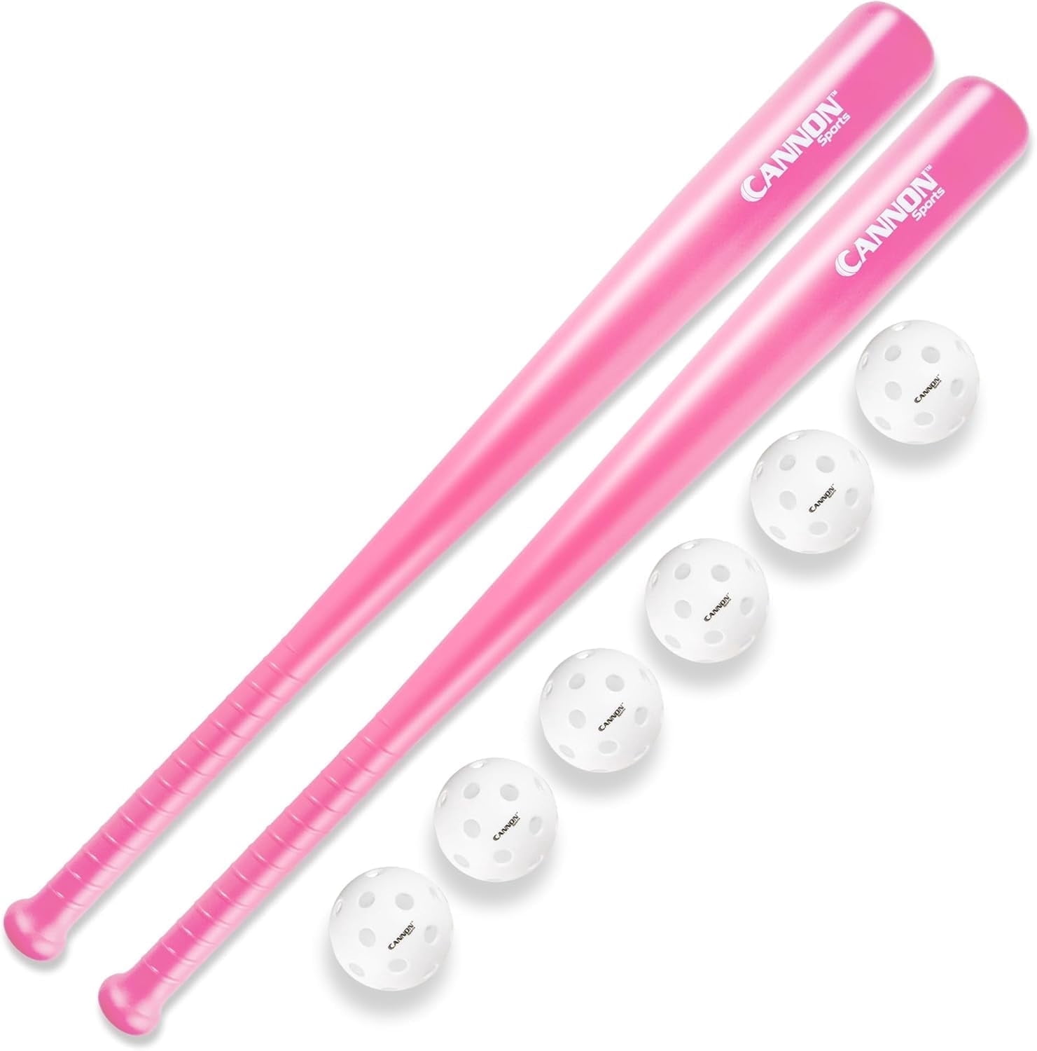 Cannon Sports Plastic Baseball Set with Two Bats and 6 Balls (Pink)
