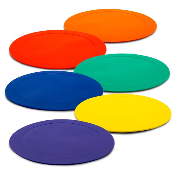 Cannon Sports 9-Inch Poly Spot Markers, Non-Slip Flat Cones for Sports Training, Agility and Gym Drills, 6-Pack, Assorted Colors