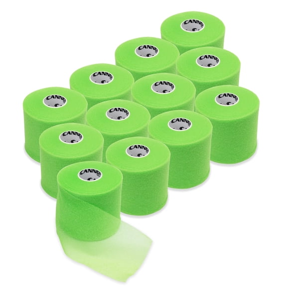 Cannon Sports Pre-Wrap 12-Pack 30 Yards Each Roll Athletic Tape Foam Underwraps for Ankles Wrists Hands Knees Elbows Hair (Green)