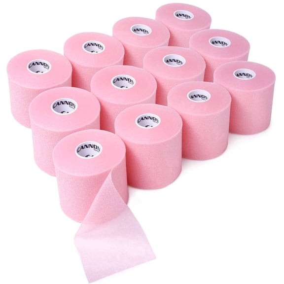 Cannon Sports Pre Wrap Foam Underwrap - 12 Pack, 2.75" x 30 Yards Per Roll (360 Total Yards) - Athletic Underwrap for Sports Tape, Training & Exercise (Light Pink)