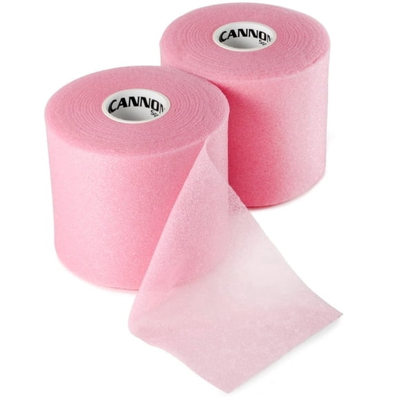 Cannon Sports Pre Wrap Foam Underwrap - 2 Pack, 2.75" x 30 Yards Per Roll (60 Total Yards) - Athletic Underwrap for Sports Tape, Training & Exercise (Light Pink)