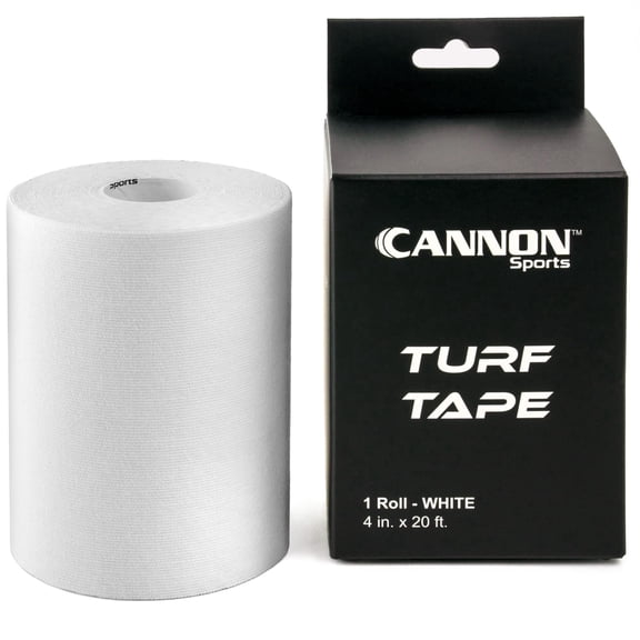Cannon Sports Premium Turf Tape Football 4 Inch by 20 Feet - Flexible, Breathable, Extra-Wide, Waterproof Athletic Tape Football Tape for Turf Burn Protection (White)
