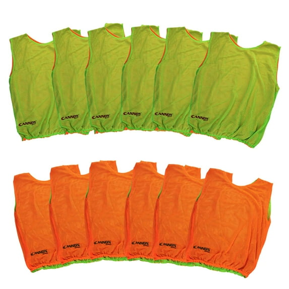 Cannon Sports Reversible Scrimmage Vests with Elastic Bottom Pack of 12 (Orange/Green, Extra Large)