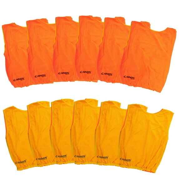Cannon Sports Reversible Scrimmage Vests with Elastic Bottom Pack of 12 (Yellow/Orange, Extra Large)