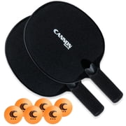 Cannon Sports Unbreakable Table Tennis Paddle Set - 2 Rackets with 6 Pack of 3-Star Table Tennis Balls   Portable Set for 2 Players 2 Black Paddles + 6 Orange Balls