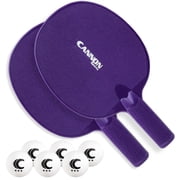 Cannon Sports Unbreakable Table Tennis Paddle Set - 2 Rackets with 6 Pack of 3-Star Table Tennis Balls   Portable Set for 2 Players 2 Purple Paddles + 6 White Balls