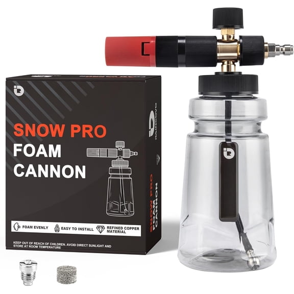 Cannon Wide Mouth for Washer, Thick Snow Lance for Wash, Adjustable Soap Cannon with 1/4 Inch Quick Connector, Additional 1.1mm Orifice Nozzle